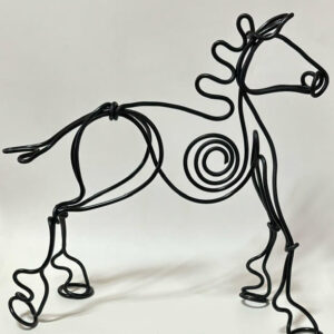 'Playful' by Russell Solomon, a wire sculpture of a horse
