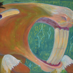 'Alejandro' by Enny Eccles, a stylised painting of a horse with a wide toothed grin