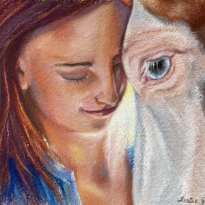 'Heart Horse' by Louise Green, an artwork of a woman and a horse