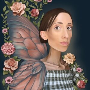 'Emerging into Freedom' by Tamara Bellion, a portrait of a woman with butterfly wings