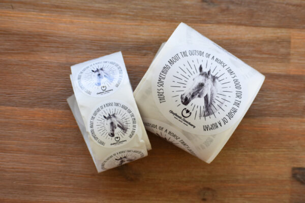 Two sticker rolls featuring our Kazu horse design, in both the small and larger sizes