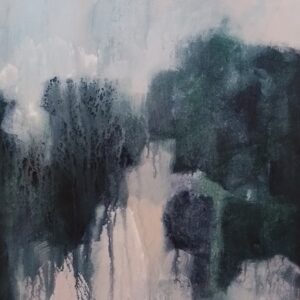 'Oh There They Are' by Pam Miller, a murky painting with two horses hiding in it